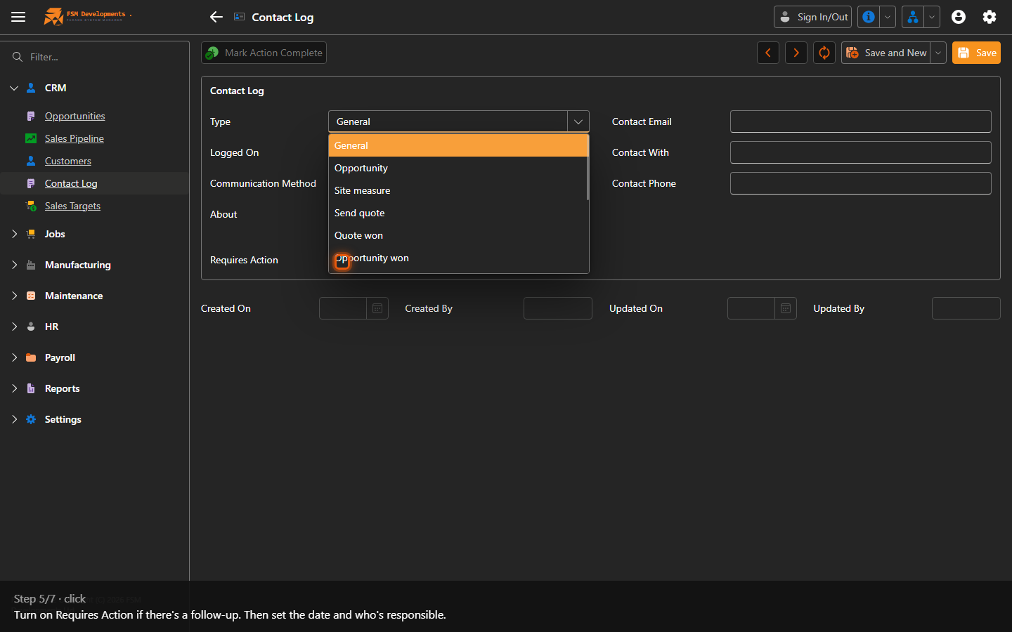 Requires Action (checkbox)