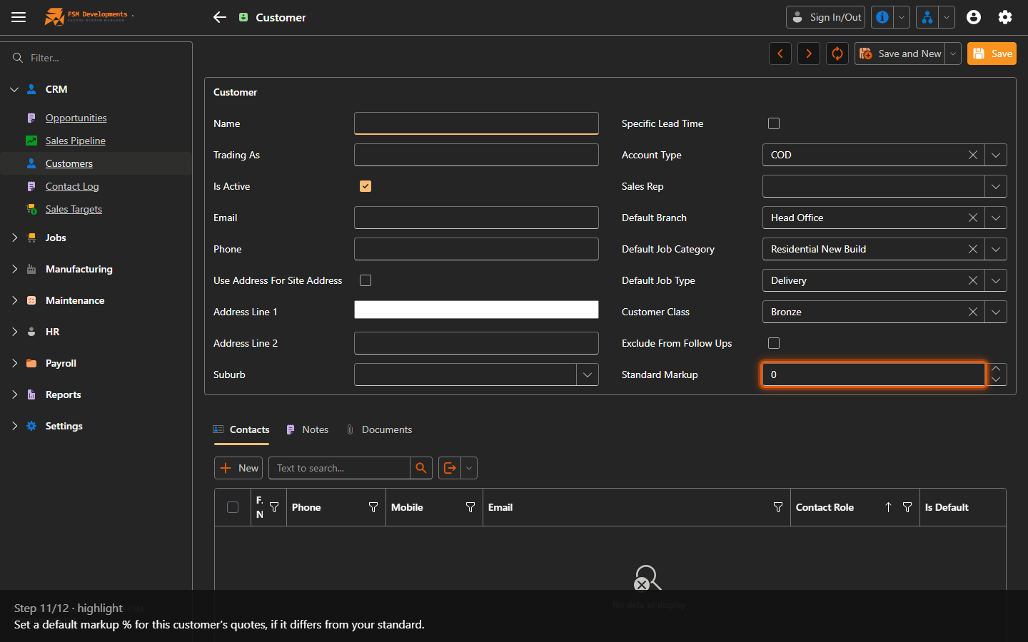 Standard Markup (spin button)