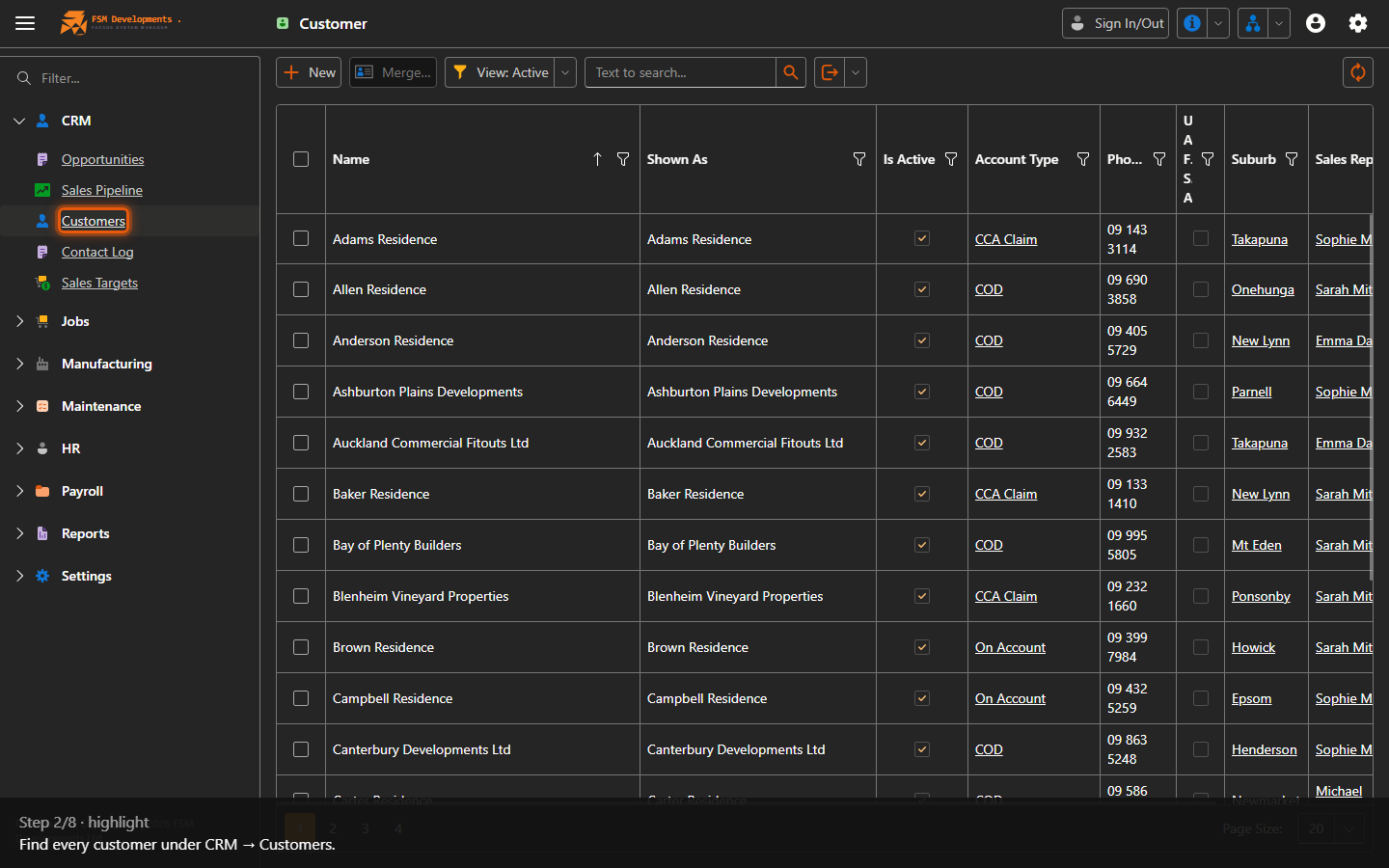 Customers (CRM navigation item)