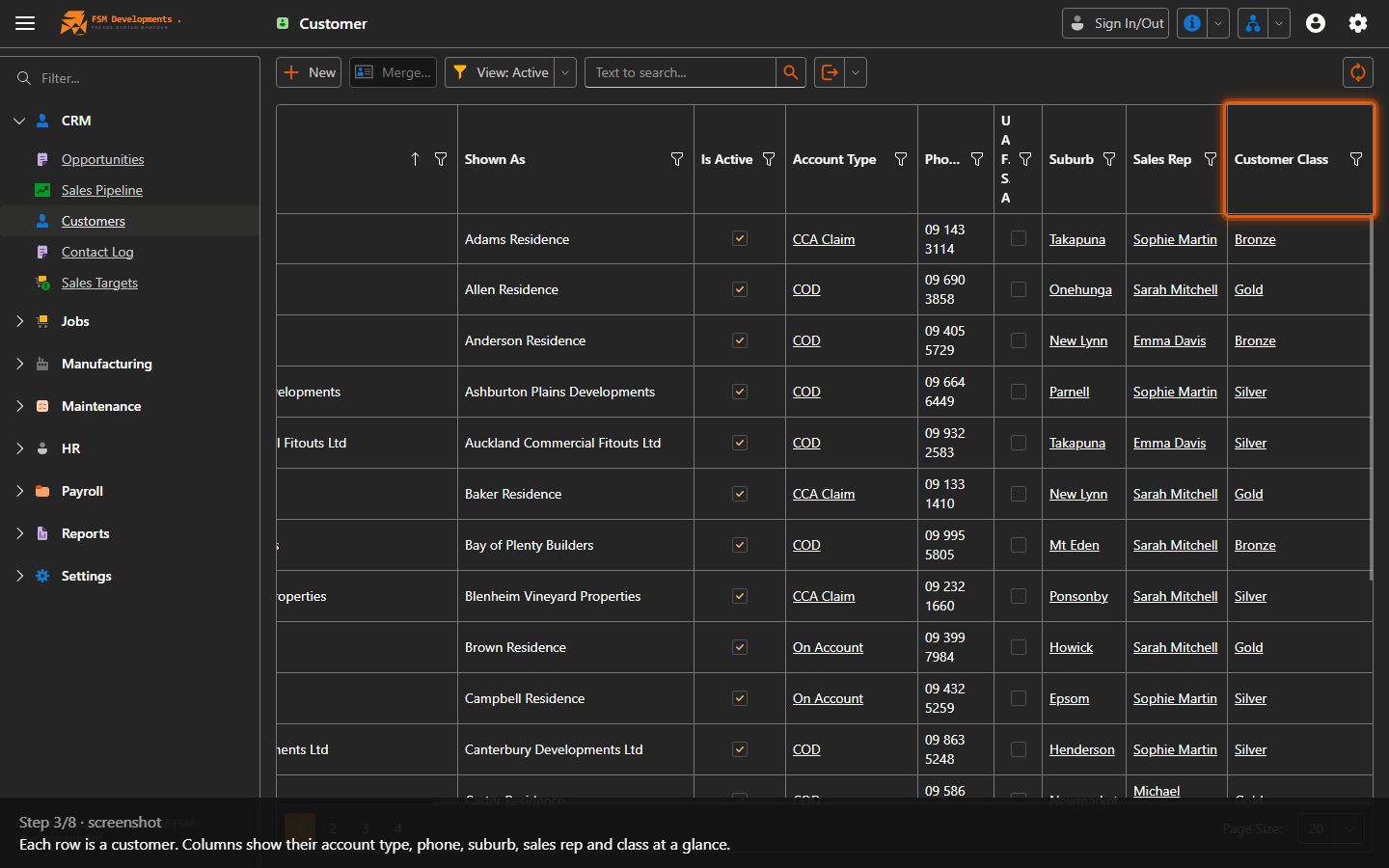 Customer grid (treegrid)