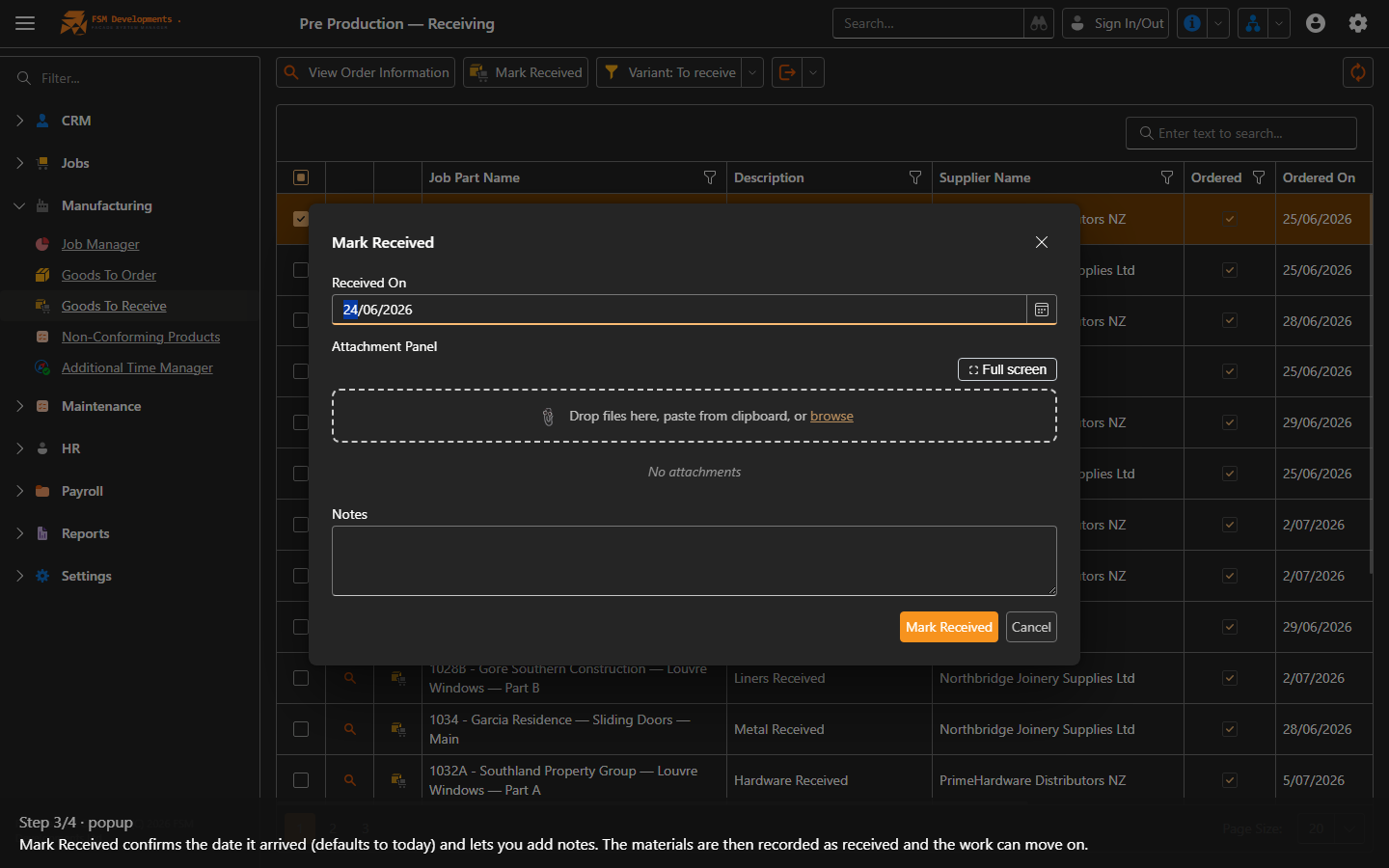 Mark Received (toolbar button)