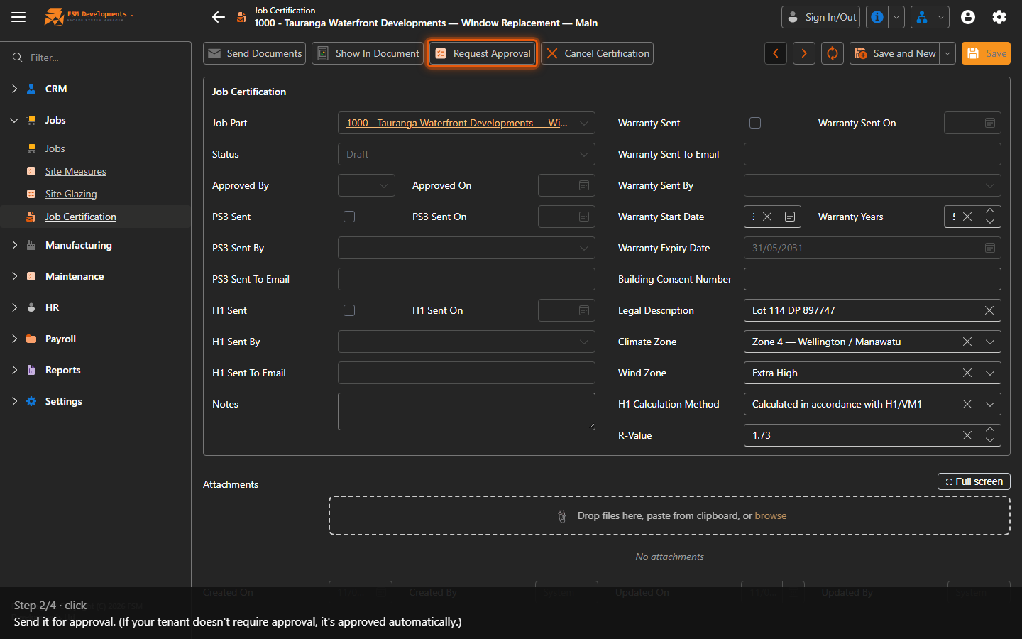 Request Approval (toolbar button)