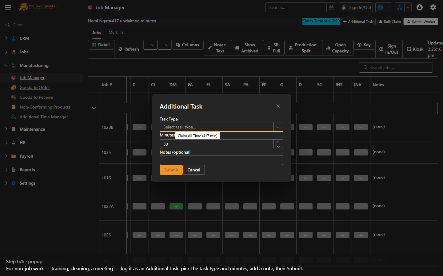 Additional Task (toolbar button)