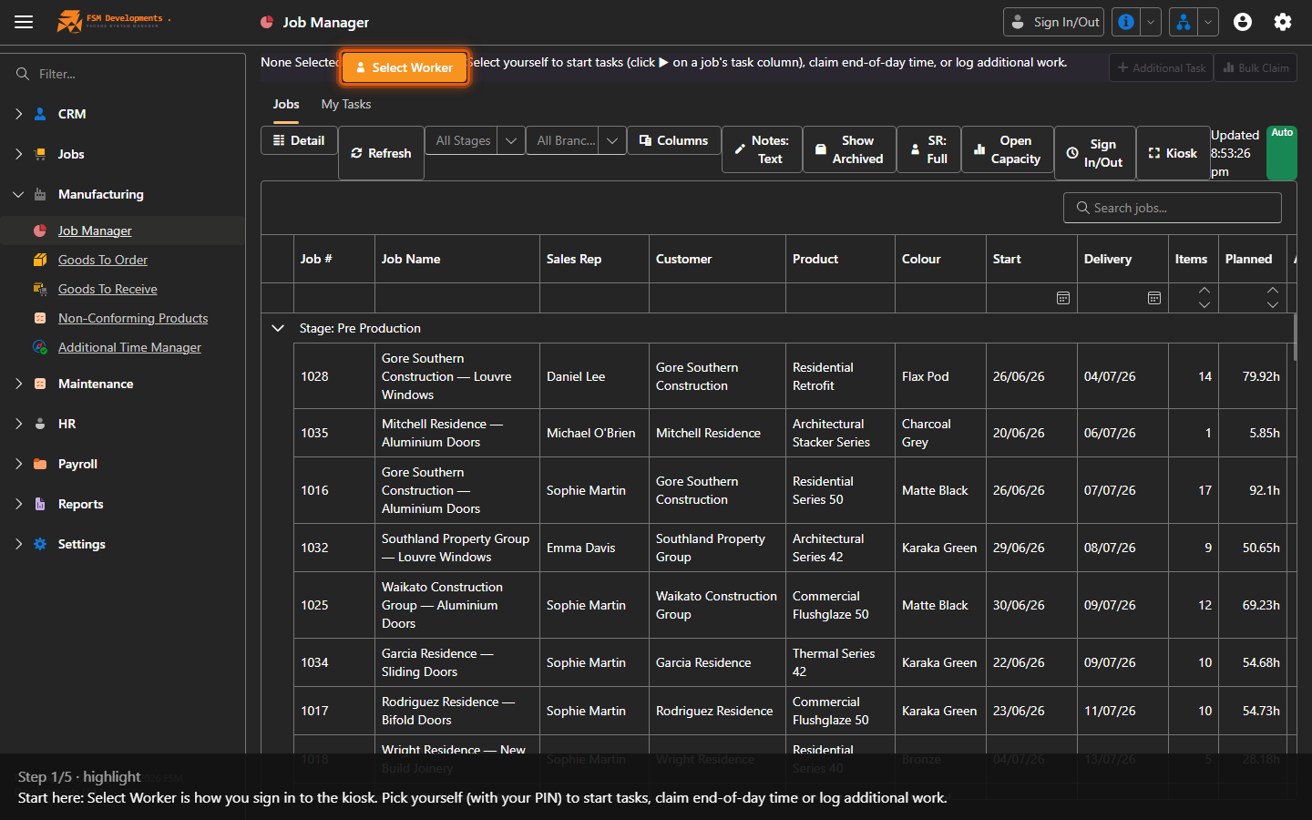 Select Worker (toolbar button)