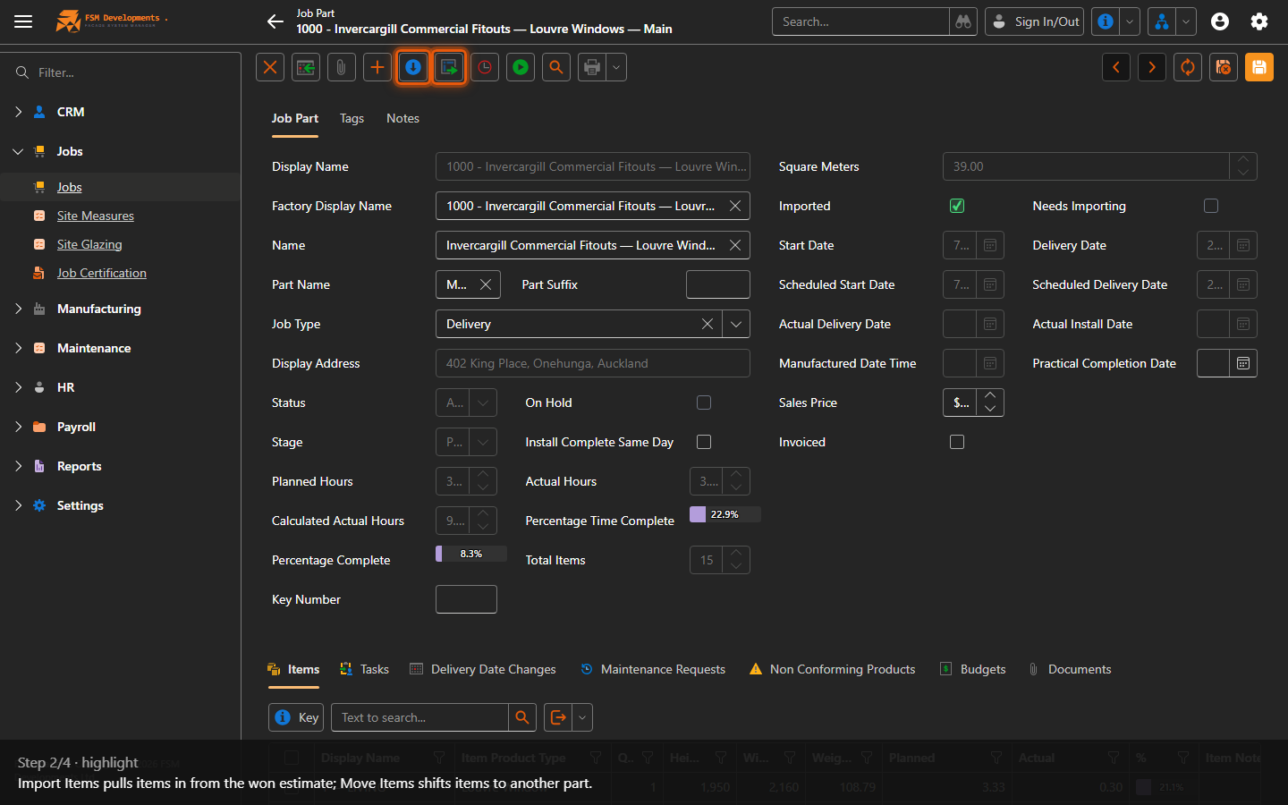 Import Items / Move Items (toolbar button)