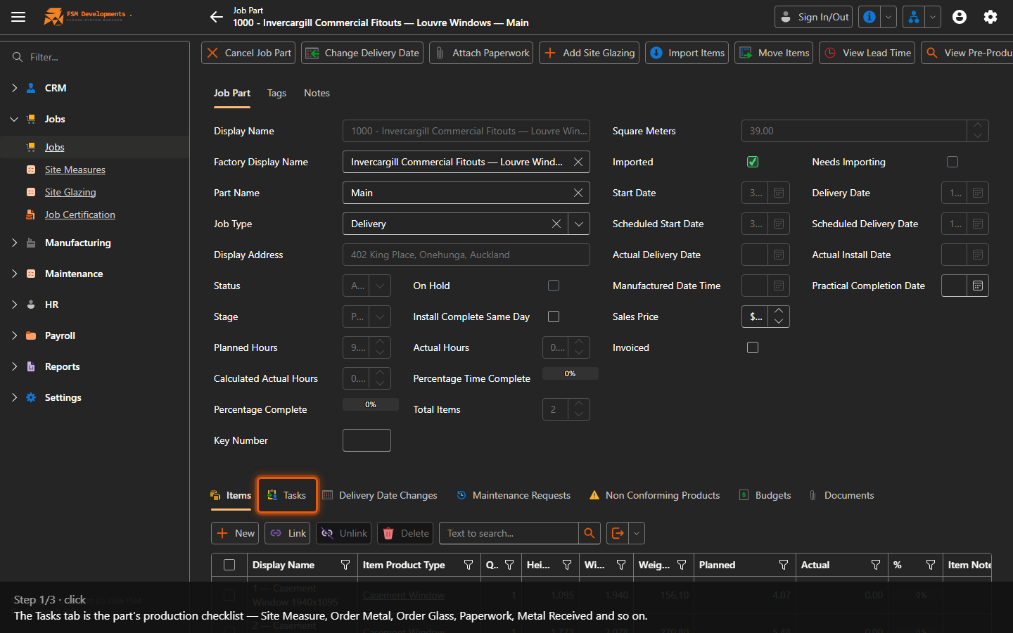 Tasks (tab)