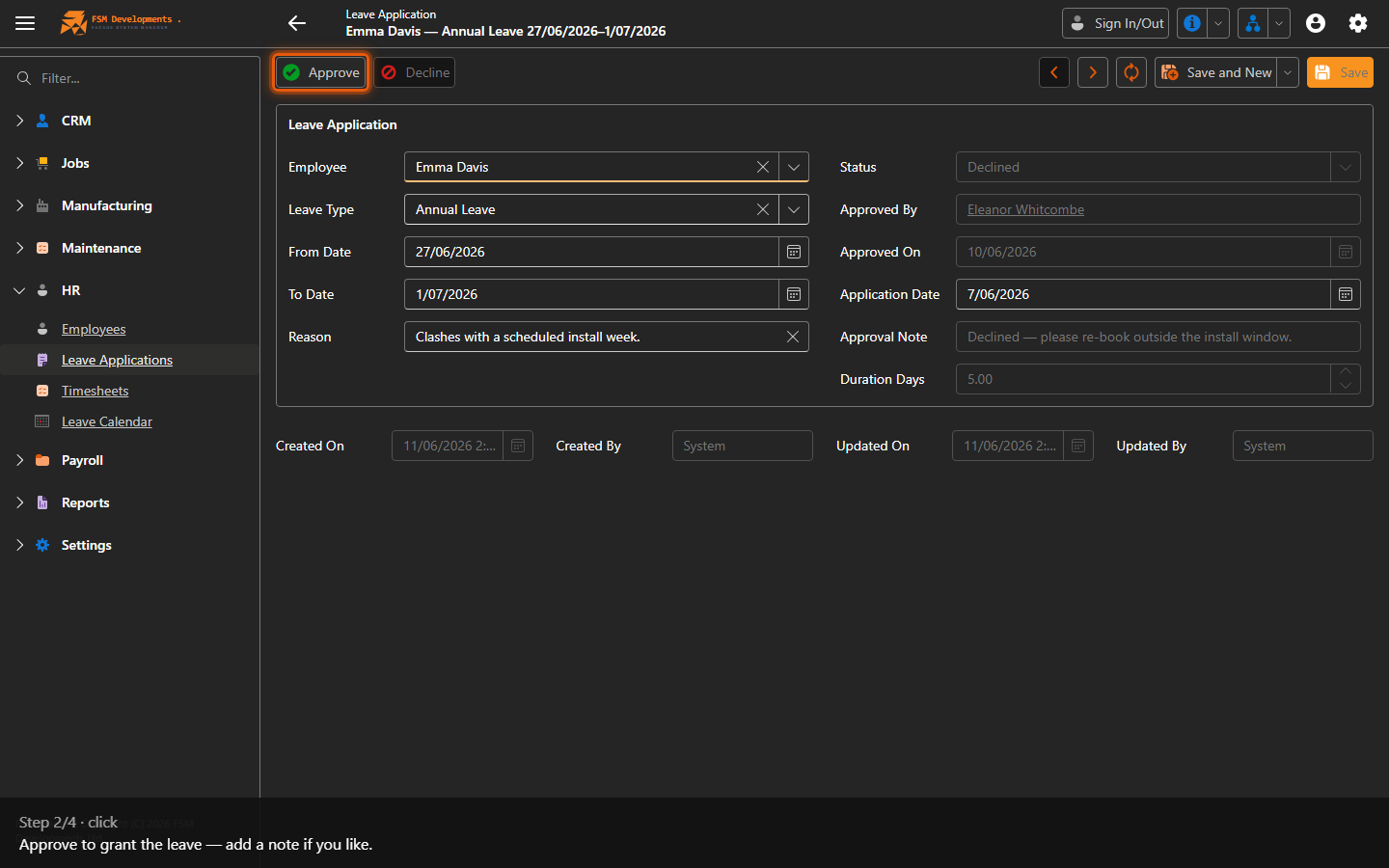 Approve (toolbar button)