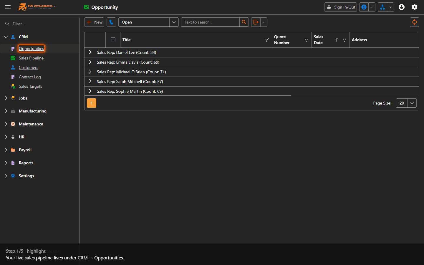 Opportunities (CRM navigation item)