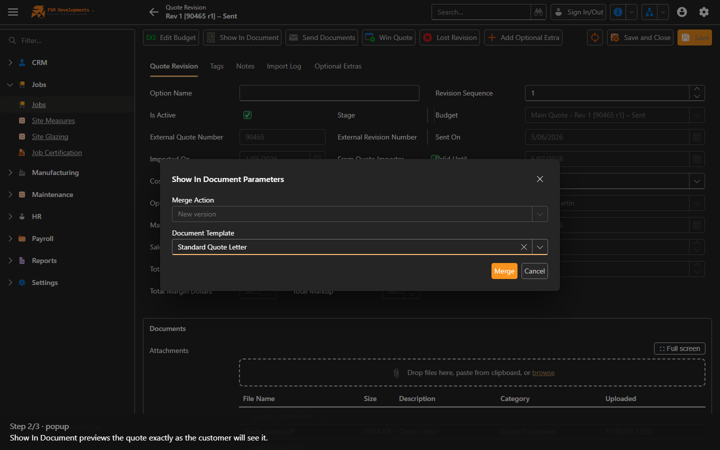 Show In Document (toolbar button)
