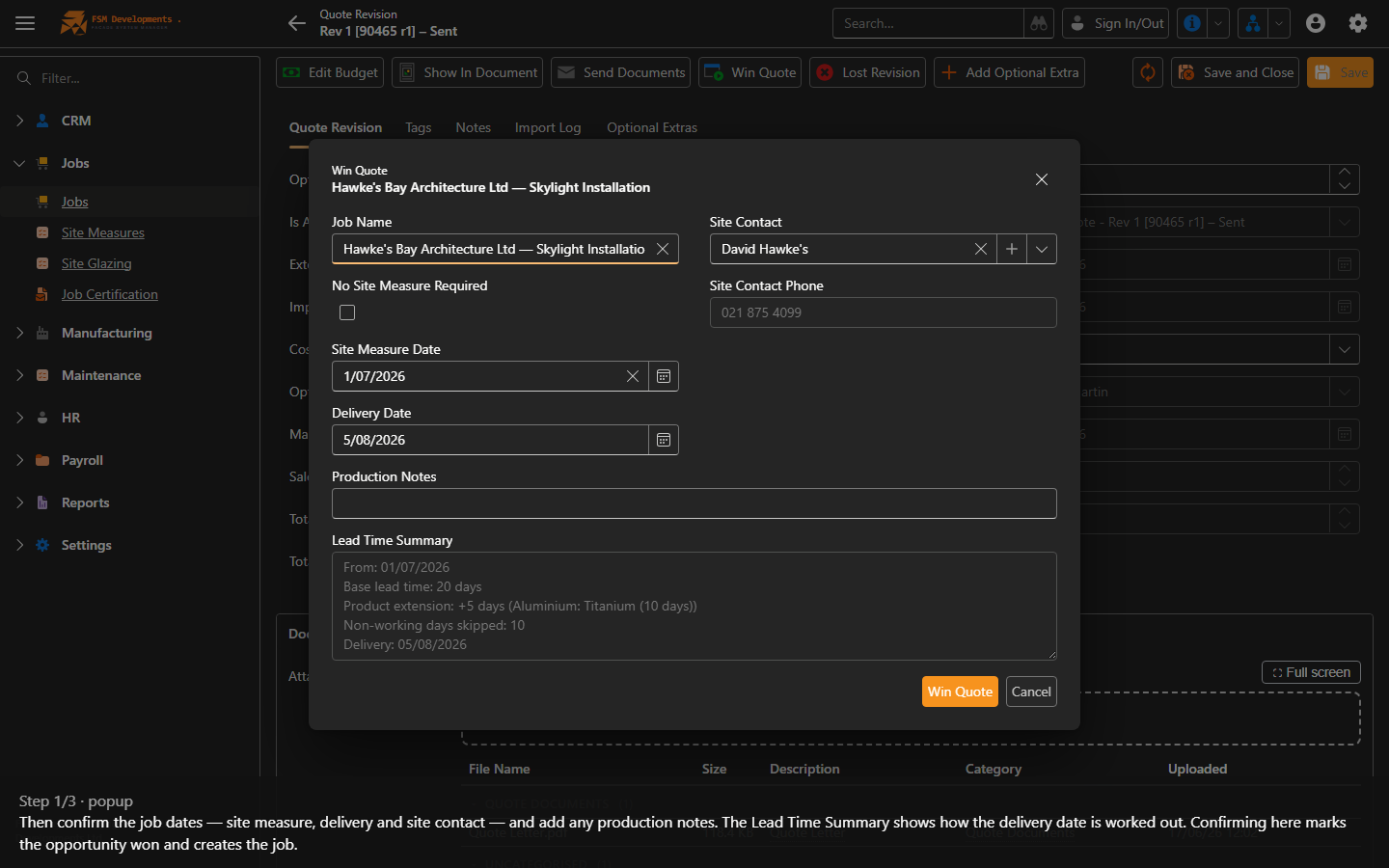 Win Quote (toolbar button)