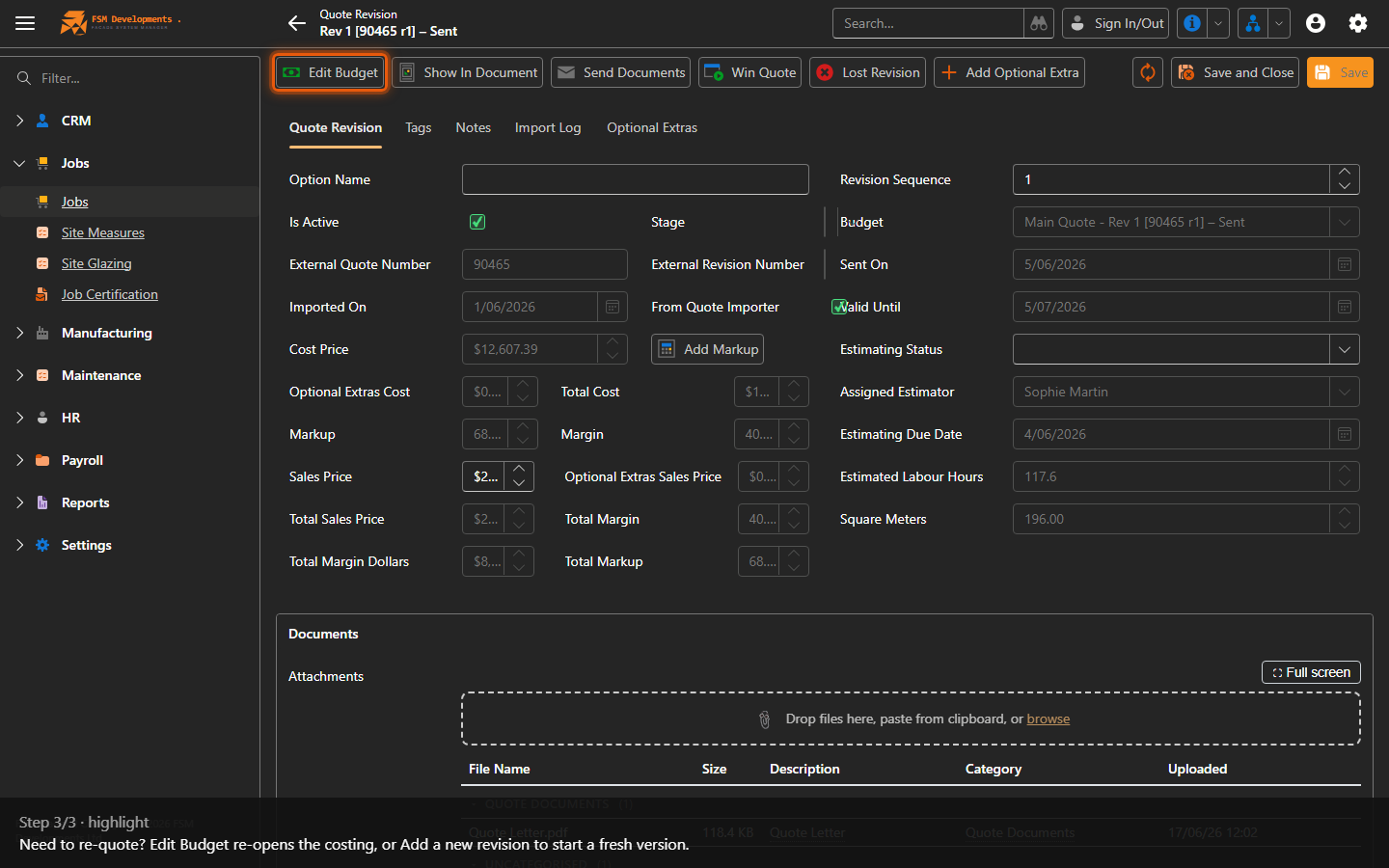 Edit Budget (toolbar button)