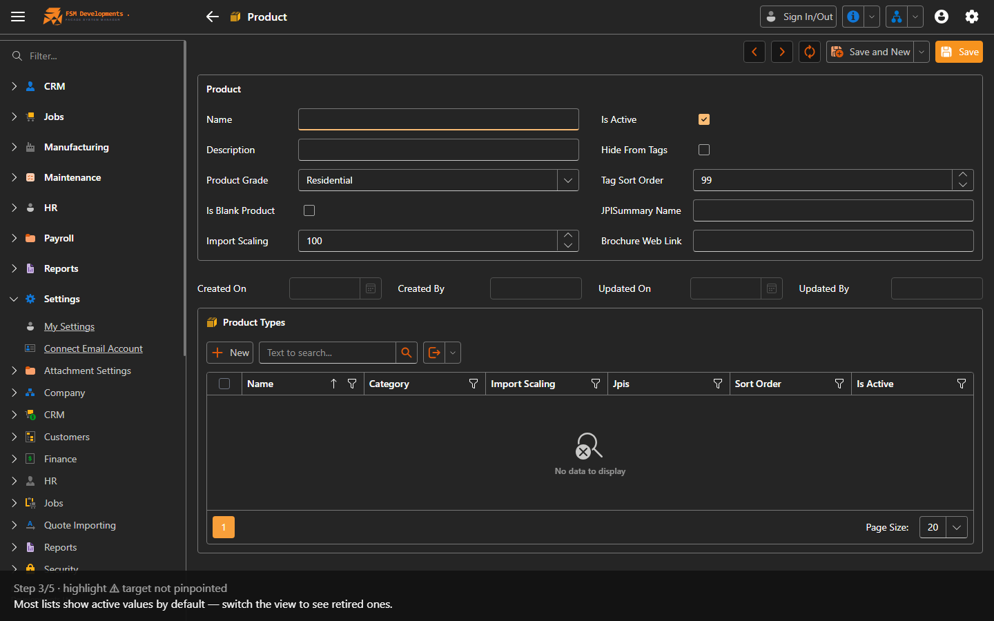 View: Active (toolbar button)