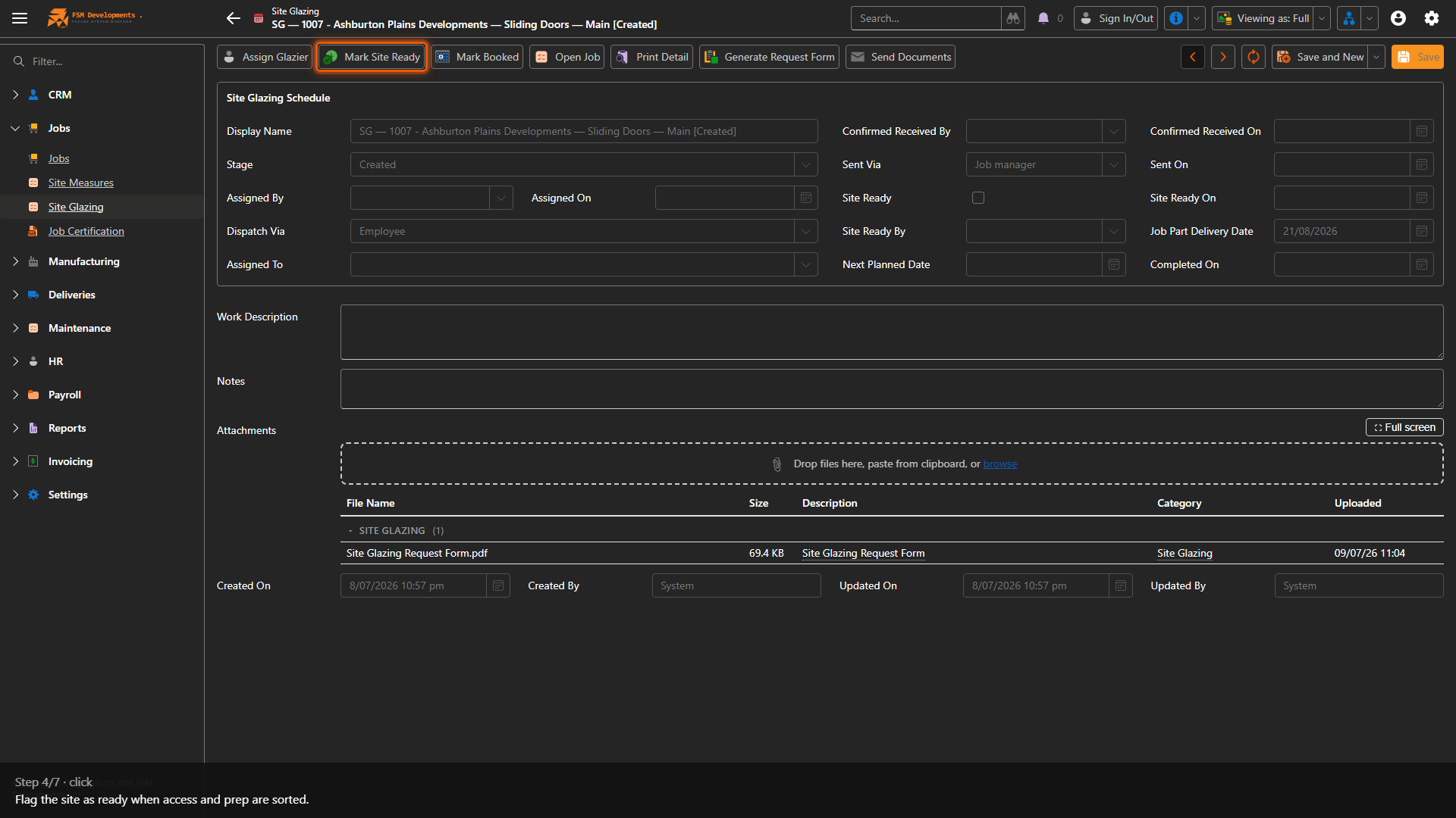 Mark Site Ready (toolbar button)