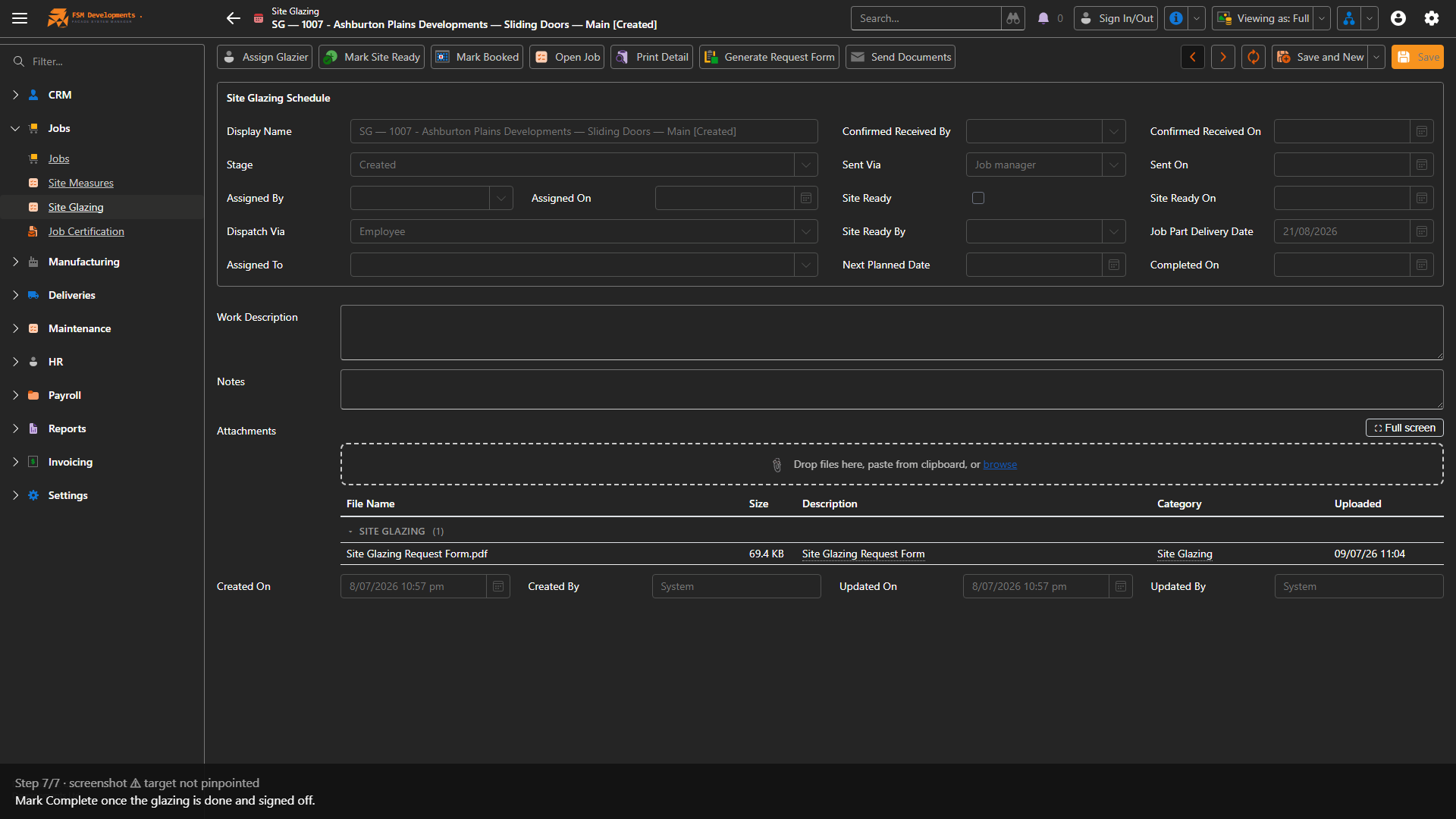 Mark Complete (toolbar button)